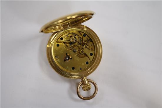 Two 18ct half hunter fob watches.